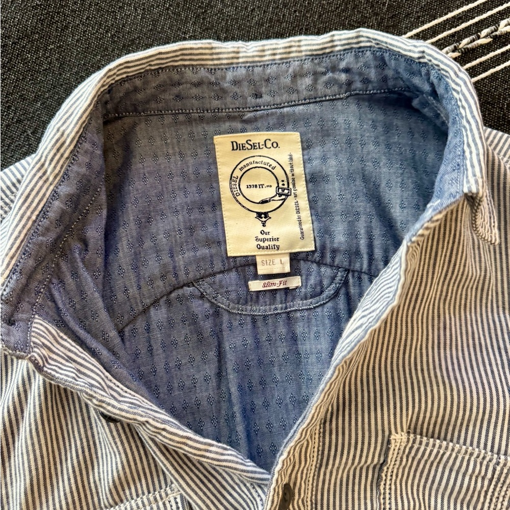 Diesel Men's Striped Gray Shirt size L - Picture 4 of 10